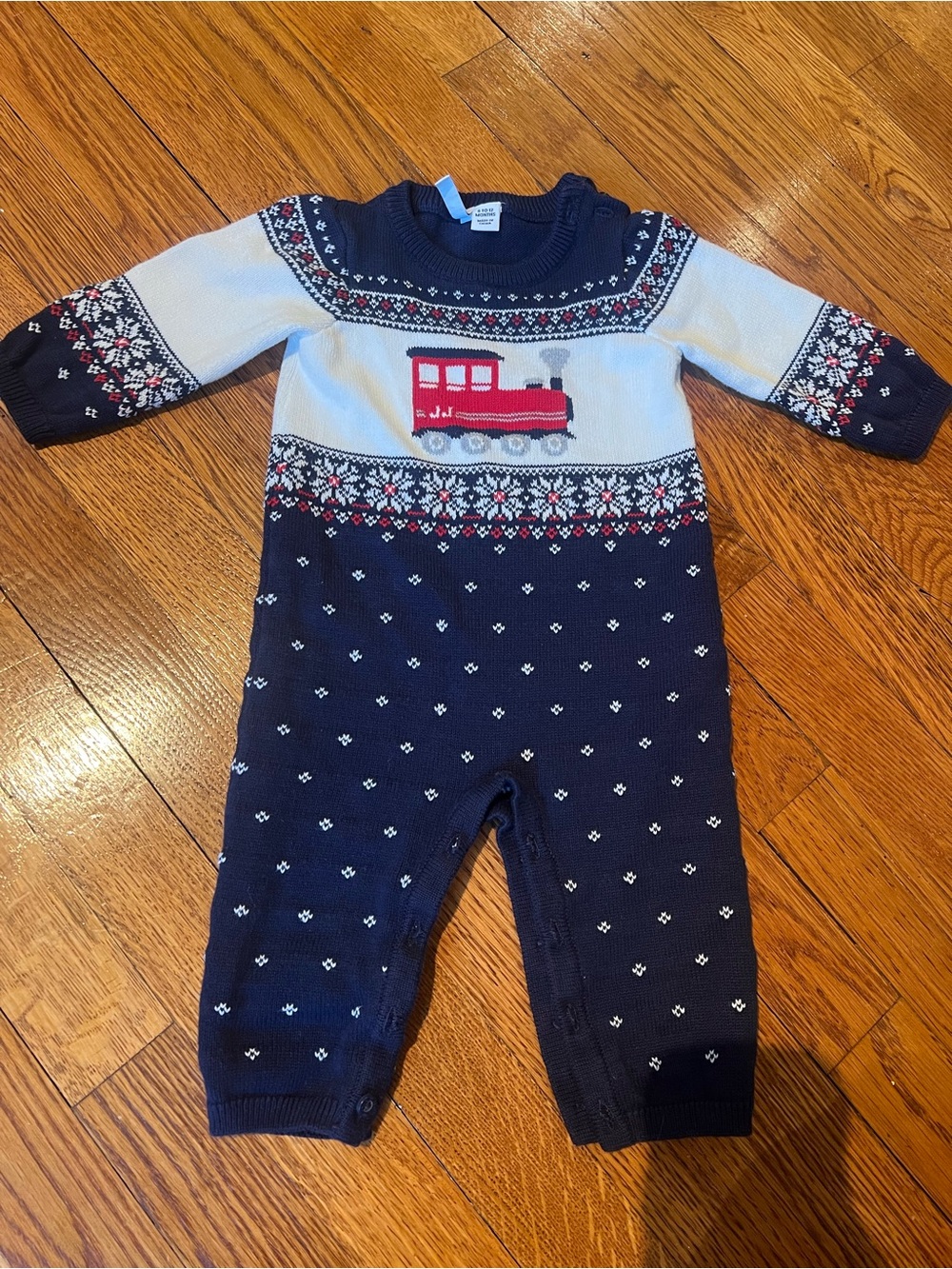 Train sweater one piece romper 6-12m